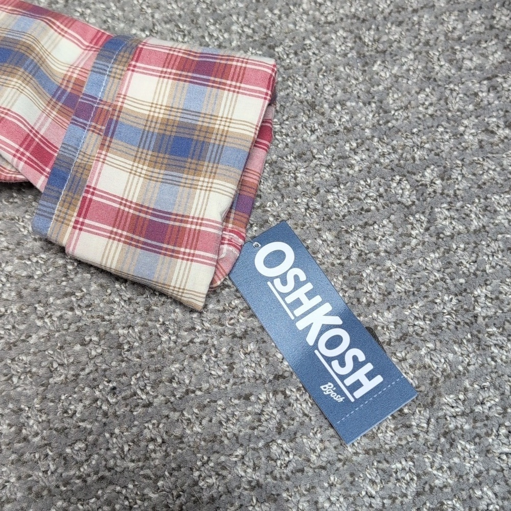 OshKosh B'gosh Boys Plaid Shirt - Red, Blue, White NWT Size 8 - Picture 3 of 7